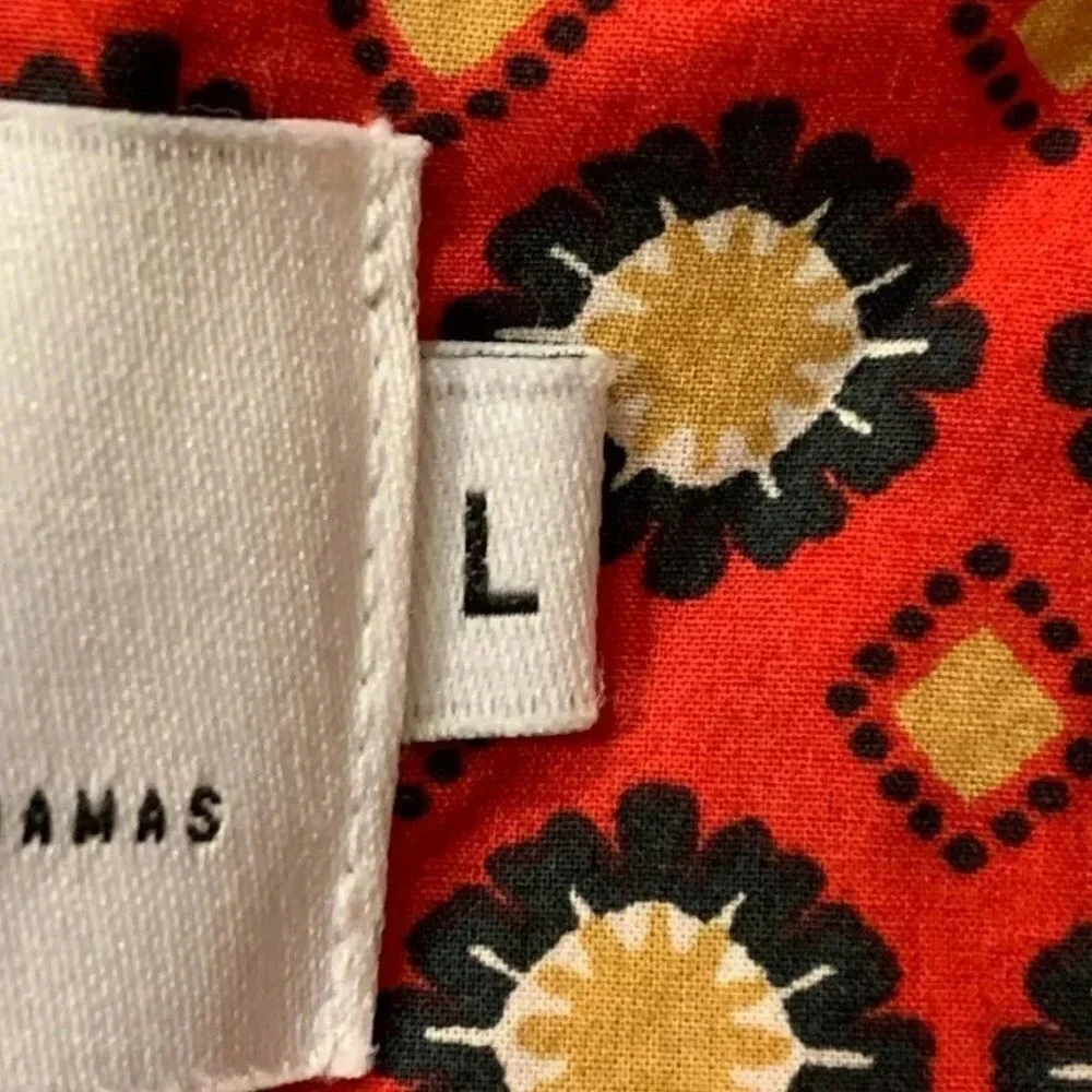 The Cats Pajamas Women's Hadley Pajama Print‎ Cotton Long Sleeve Shirt Top SZ L